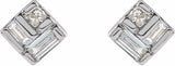 14K White 1/6 CTW Natural Diamond Geometric Earrings