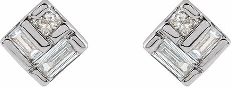 14K White 1/6 CTW Natural Diamond Geometric Earrings