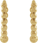 14K Yellow Beaded 11 mm Hoop Earrings