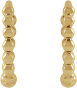 14K Yellow Gold Beaded 11 mm Hoop Earrings