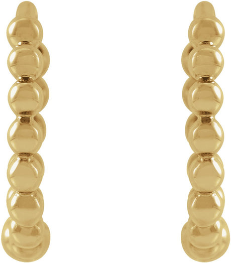 14K Yellow Gold Beaded 11 mm Hoop Earrings