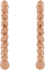 14K Rose Beaded 15 mm Hoop Earrings