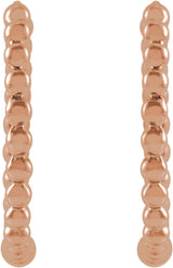 14K Rose Gold Beaded 15 mm Hoop Earrings
