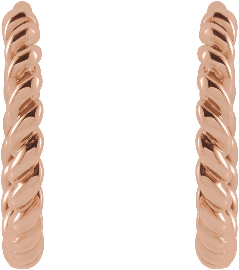 14K Rose Rope 11 mm Hoop Earrings