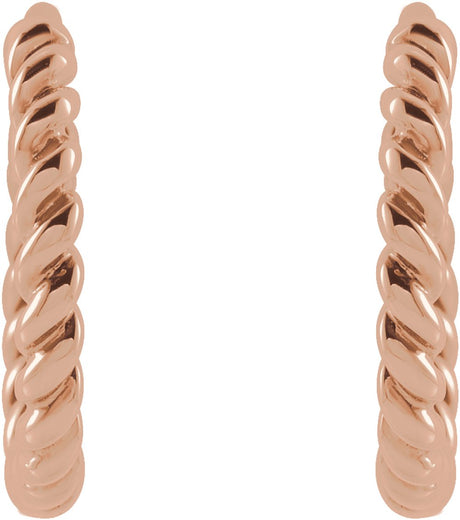 14K Rose Rope 11 mm Hoop Earrings