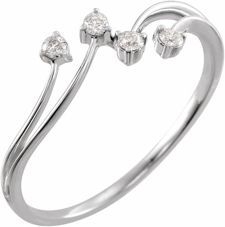 14K White 1/10 CTW Natural Diamond Bypass Ring