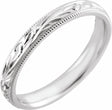 14K White Gold 3 mm Hand-Engraved Milgrain Sculptural Comfort-Fit Half-Round Band Size 7