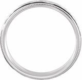 14K White Gold 3 mm Hand-Engraved Milgrain Sculptural Comfort-Fit Half-Round Band Size 7