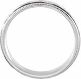 14K White 3 mm Milgrain Edge Sculptural Comfort-Fit Half Round Band Size 7