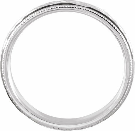 Platinum 3 mm Hand-Engraved Milgrain Sculptural Comfort-Fit Half-Round Band Size 5