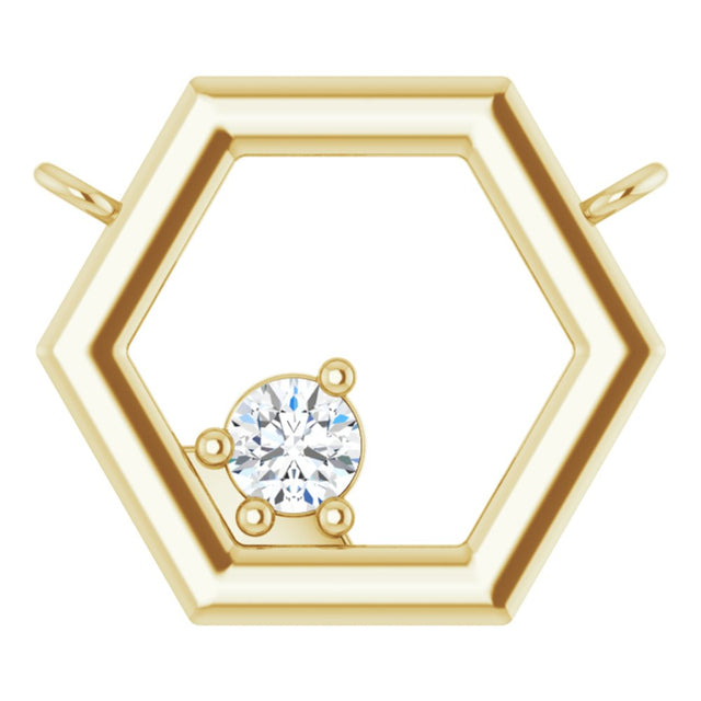 14K Yellow .06 CT Natural Diamond Honeycomb Necklace Center