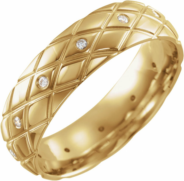 14K Yellow Gold 1/10 CTW Natural Diamond Comfort-Fit 6 mm Half Round Band Size 10