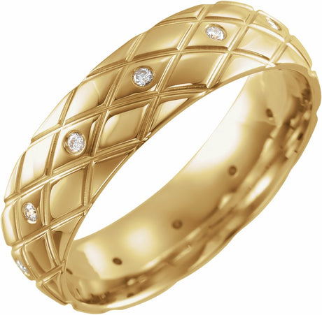 14K Yellow Gold 1/10 CTW Natural Diamond Comfort-Fit 6 mm Half Round Band Size 10