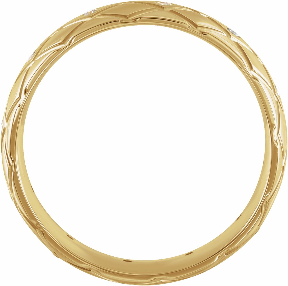 14K Yellow Gold 1/10 CTW Natural Diamond Comfort-Fit 6 mm Half Round Band Size 10