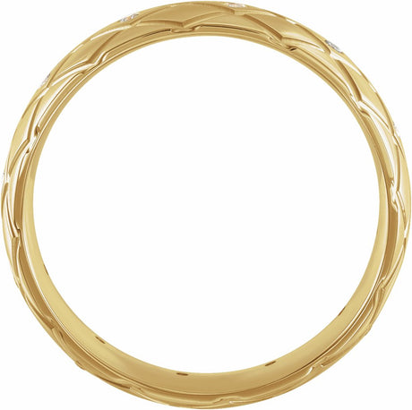 14K Yellow Gold 1/10 CTW Natural Diamond Comfort-Fit 6 mm Half Round Band Size 10