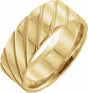 14K Yellow 8 mm Diagonal Grooved Comfort-Fit Flat Band Size 6.5