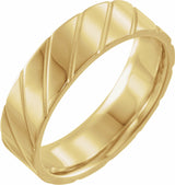 14K Yellow 5 mm Diagonal Grooved Comfort-Fit Flat Band Size 10