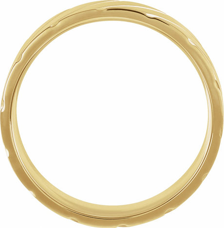 14K Yellow 5 mm Diagonal Grooved Comfort-Fit Flat Band Size 7
