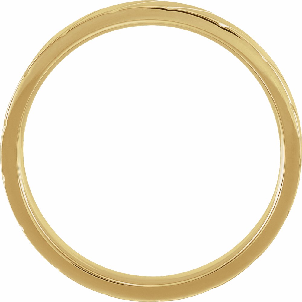 10K Yellow 6 mm Diagonal Grooved Comfort-Fit Flat Band Size 9.5