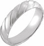 14K White Gold 5 mm Diagonal Grooved Comfort-Fit Half Round Band Size 6.5