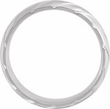 14K White Gold 6 mm Diagonal Grooved Comfort-Fit Half Round Band Size 10