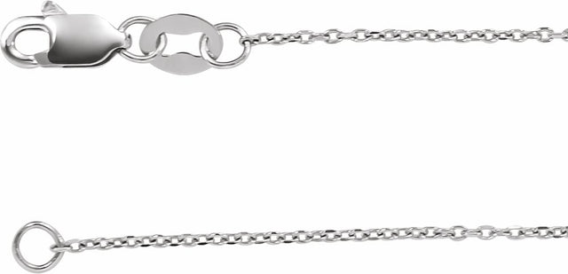 14K White Gold 1 mm Diamond-Cut Cable 24" Chain