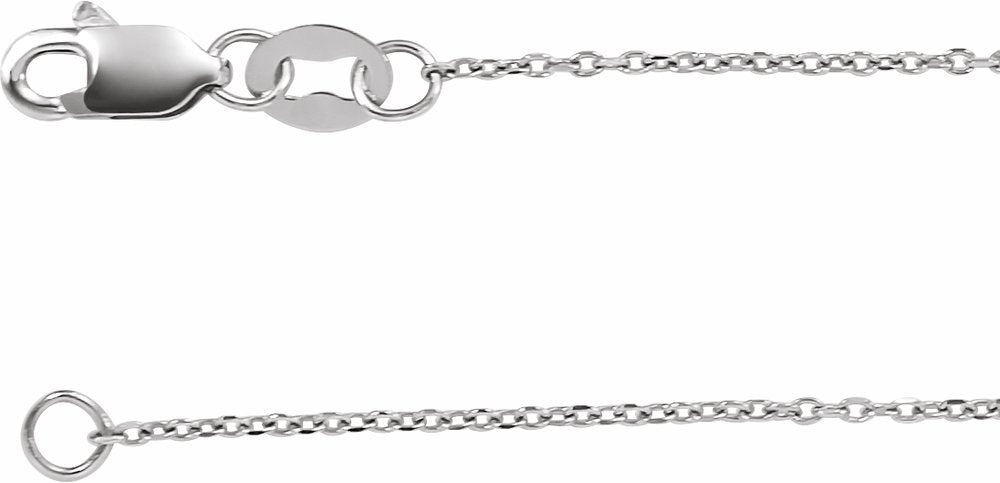 14K White Gold 1 mm Diamond-Cut Cable 18" Chain