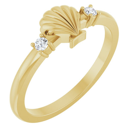 14K Yellow .06 CTW Natural Diamond Seashell Ring