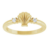 14K Yellow .06 CTW Natural Diamond Seashell Ring