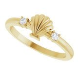 14K Yellow .06 CTW Natural Diamond Seashell Ring