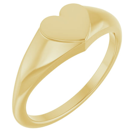 14K Yellow Gold Heart Signet Ring