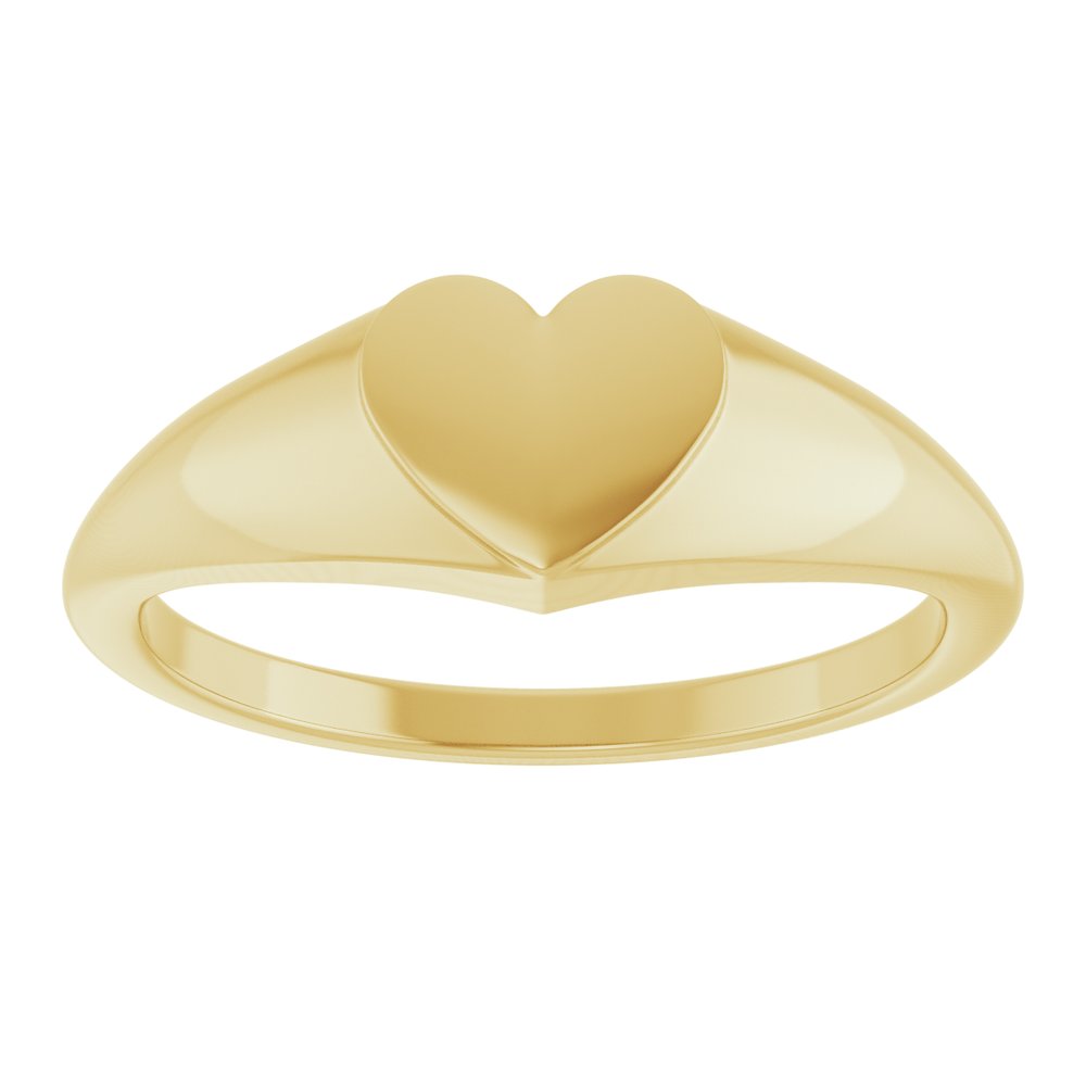 14K Yellow Heart Signet Ring