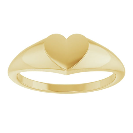 14K Yellow Heart Signet Ring