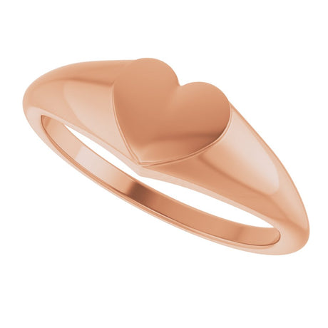 14K Rose Heart Signet Ring