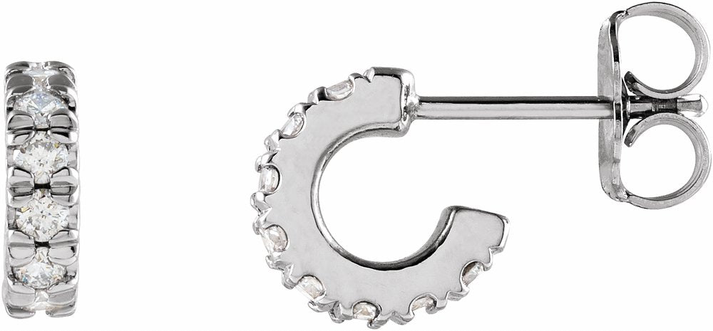 14K White Gold 1/4 CTW Lab-Grown Diamond French-Set Huggie Hoop Earrings