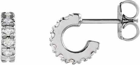 14K White Gold 1/4 CTW Lab-Grown Diamond French-Set Huggie Hoop Earrings