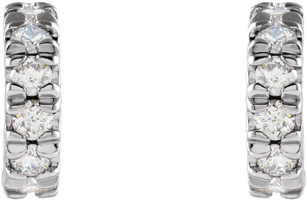 14K White 1/4 CTW Natural Diamond French-Set Huggie Hoop Earrings