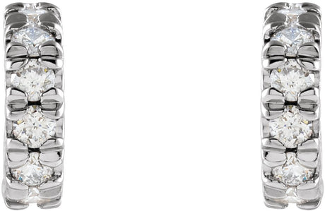 14K White 1/4 CTW Natural Diamond French-Set Huggie Hoop Earrings