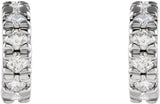 14K White 1/4 CTW Lab-Grown Diamond French-Set Huggie Hoop Earrings