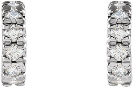 14K White Gold 1/4 CTW Natural Diamond French-Set Huggie Hoop Earrings