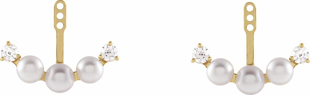 14K Yellow Cultured Akoya Pearl & 1/4 CTW Natural Diamond Earring Jackets