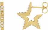 14K Yellow 3/8 CTW Natural Diamond Star Hoop Earrings