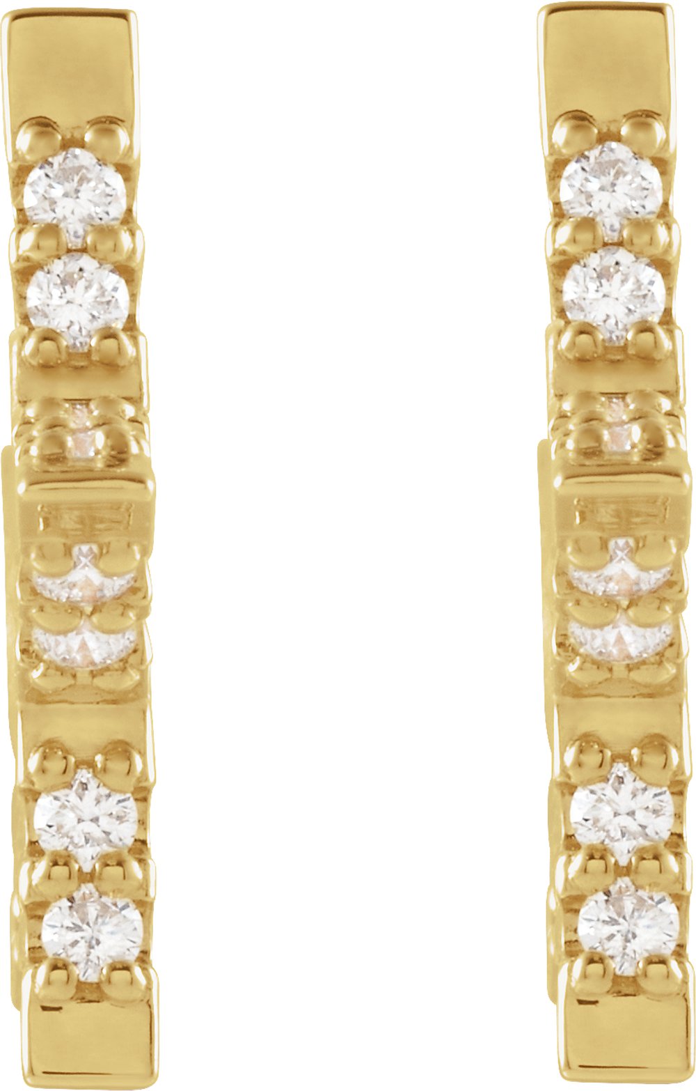 14K Yellow 3/8 CTW Natural Diamond Star Hoop Earrings