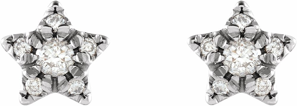 14K White 1/10 CTW Natural Diamond Star Earrings