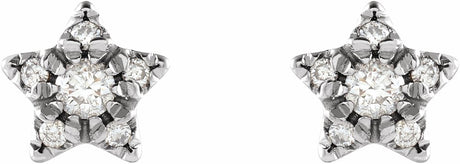 14K White Gold 1/10 CTW Natural Diamond Star Earrings