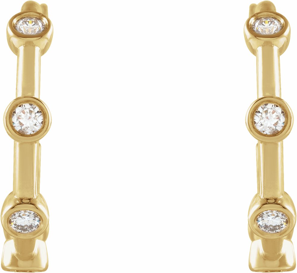 14K Yellow Gold 1/4 CTW Natural Diamond Bezel-Set Hoop Earrings
