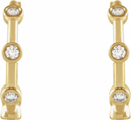 14K Yellow 1/4 CTW Natural Diamond Bezel-Set Hoop Earrings