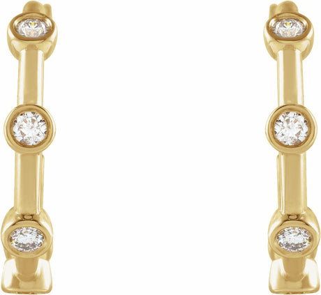 14K Yellow Gold 1/4 CTW Natural Diamond Bezel-Set Hoop Earrings
