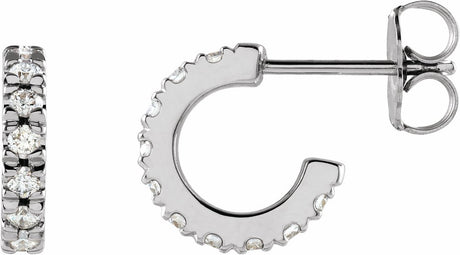 14K White Gold 1/3 CTW Lab-Grown Diamond French-Set 10 mm Huggie Hoop Earrings