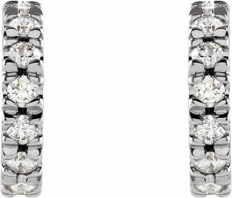 14K White 1/3 CTW Lab-Grown Diamond French-Set 10 mm Huggie Hoop Earrings